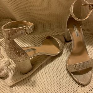 Sparkly Ankle Strap Block Heel